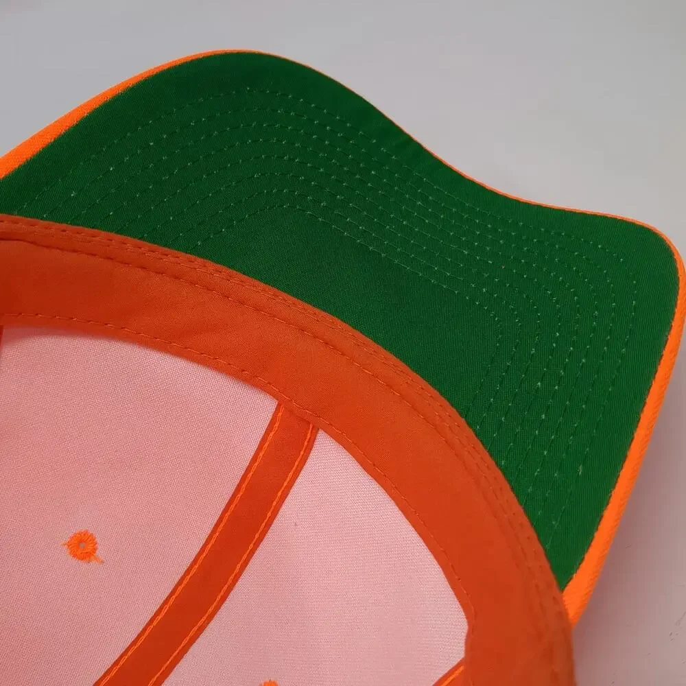 C.C Snapback Orange Green One Size Hat Underbrim Blank Structured Crown Plain